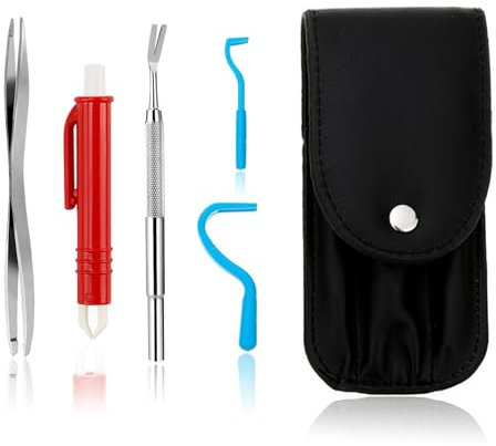 ZYETGH Zeckenzange für Hunde Katze Kinder, 5er Set Zeckenhaken Edelstahl Zeckenpinzette mit Etui Sicherer Zeckenentferner für Haustier und Menschen