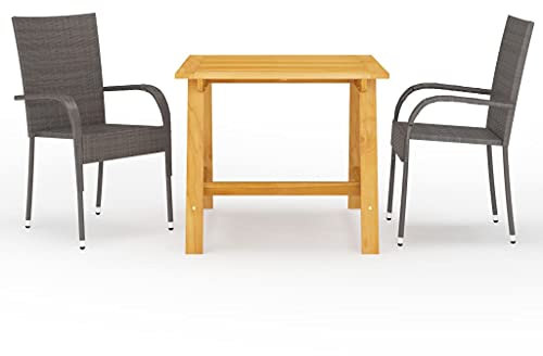 UJCHVHN Gartenmöbel-Set, 3-teilig, braun, Gartenmöbel-Sets