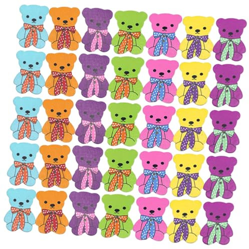 VILLFUL 200stücke Holzknöpfe Mit Cartoon-bär-muster Bunte Malknöpfe Für Kleidung Bastelprojekte Scrapbooking Und Dekoration