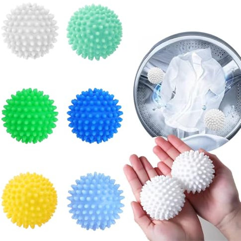 Hazrcvr 6 Piezas Bolas de Secado, Bolas de Lavado, Bolas de Secadora de Lavadora Reutilizables, Bola de Lavado, Bolas Secado, Pelotas de Lavadora para secadora para ropa más mullida