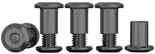 Drenky 10 Sets Connection Screws M4, Belt Buckle Binding Bolts 304 Stainless Steel Screw Post M4 X 10mm Furniture Bolts Sleeve Nuts for Bed, Door, Table, Chair, Worktop, Cabinet, Black Oxide