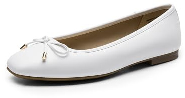 DREAM PAIRS Women's Casual Pointed Toe Ballet Comfort Soft Slip On Flats Shoes,Size 6,White,DWUMFA2517