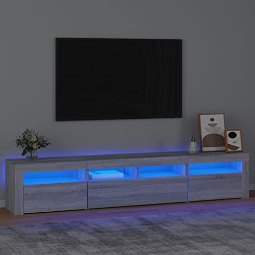 Festnight Mobile TV, Mobile Porta TV, Consolle Porta TV, Mobile TV Soggiorno, Mobile TV Moderno, Mobiletto TV, Mobile Soggiorno con Luci LED Grigio Sonoma 210x35x40 cm