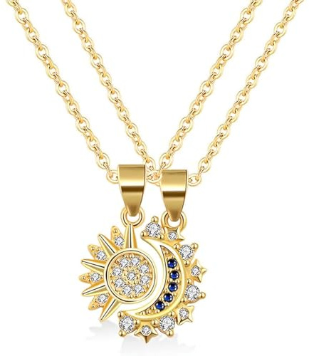 HQRKOTM 2 Pezzi Collana Sole e Luna, Set Coppia per Mamma e Figlia, Gioielli BFF Amicizia Sorella