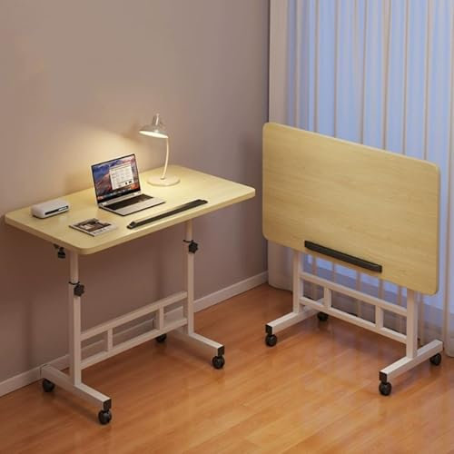 LRHELPBNR Klappbarer Computertisch Mit Rollen, Klapptisch Schreibtisch, Platzsparend Und Mobiler, Geeignet Für Heimbüro Und Arbeitszimmer(C,80X40CM)