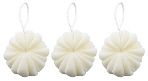 minkissy 3 Pz palla da bagno esfoliante bagnodoccia spugnette epilskin gel doccia bath foam mousse palla da Beige