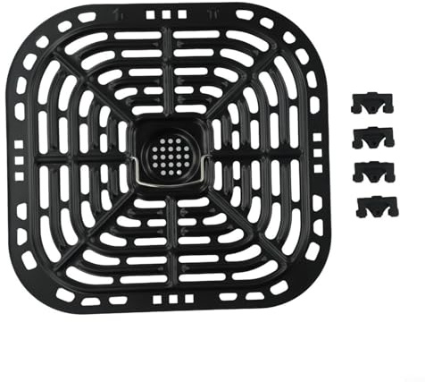 Air Fryer Replacement Grill Pan Air Fryer Rack Feet Nonstick Plate Air Fry Pan for Kitchen Cooking Chicken Burger Fish Shrimp (Air Fryer Grill Pan)