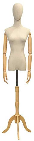 SHANYAYALI Weibliche Schaufensterpuppe, Torso-Körperkleid, Form mit Stativständer und Holzarmen für Kleidung, Kleid, Schmuck, Display (Holz, M)