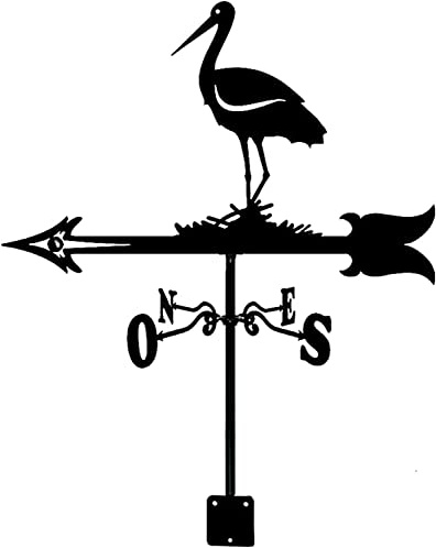 Girouette en métal en Forme de Cigogne avec Fixation sur Le Toit, décoration de Jardin sur Le Toit, indicateur de Direction du Vent, girouette pour Gazebo de Ferme extérieur