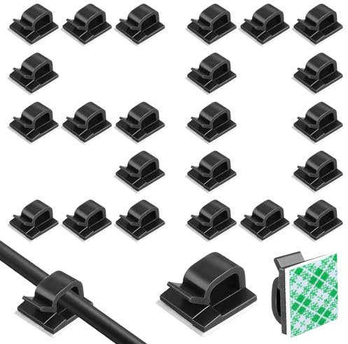 50 Stück Kabelhalter Selbstklebend Für Kabelmanagement Kabelbefestigung Ohne Bohren Kabelclips Organizer Für Zuhause Büro Auto Garten Schwarz 14×14mm Stark Haftend