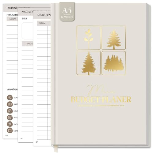 12 Monate Budget Planner Deutsch - Undatierter Haushaltsbuch 2026 mit 60 Wochen Einnahmen-Ausgaben Tracker, Achtsamkeit, Reflexion - Finanzplaner - Budgetplaner zur Kontrolle Geldes - Ausgabenbuch