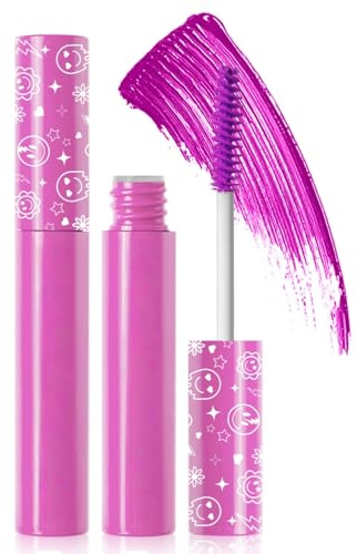 6 färger fluorescerande mascara/mascara, lysande färgmascara för fester bröllop scenföreställningar, halloween jul, högpigmenterad för ögonfransar ögonbryn hår (lila)