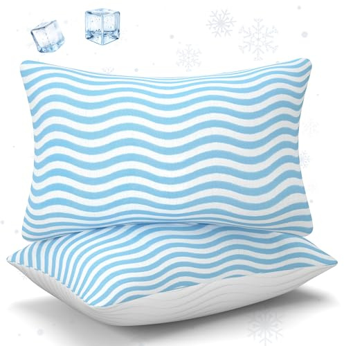 SLEEPDIARY Pillows Standard Size Set of 2 – Adjustable Shredded Memory Foam Cooling Bed Pillows, Custom Loft for Side, Back, and Stomach Sleepers, Shape-Retaining Support & Washable Cover