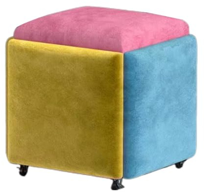 Generico Cubo di seduta impilabile 5 in 1, sedia a cubo con poggiapiedi impilabile, sgabello trasformabile, seduta for piccoli spazi, sala da pranzo, camera da letto(Color 6,45x45cm)