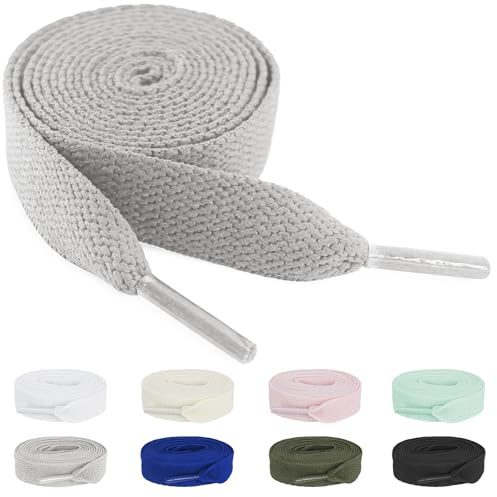 UamGlsob Glatte Flache Schnürsenkel 15 mm Breite für Sneaker | Reißfestes Polyester Dicke Schnürbänder ohne Dehnung