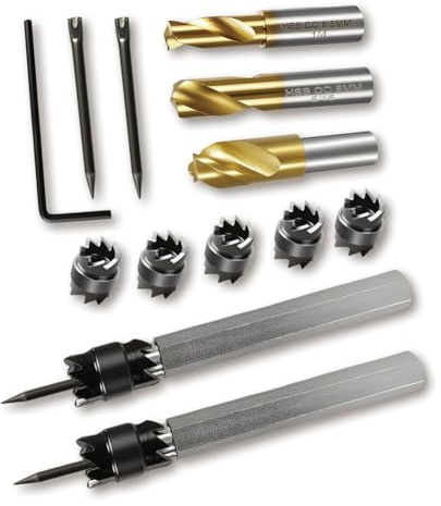 Fegtrtyoa Set di Frese per Saldatura A Punti A Doppia Faccia, 13 Pezzi, 3/8 e 5/16 HSS, Set di Punte per Saldatura A Punti In Cobalto Rivestito In Titanio, 6,5 Mm, 8 mm e 10 Mm