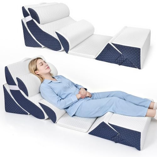 7pcs Verstellbares Keilkissen Set, Lesekissen für Rücken Nacken & Beine