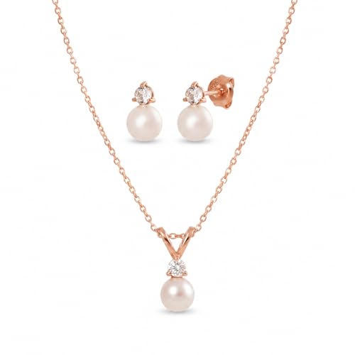 Schmuck Damen Hochzeit mit Zirkonia-Kristallen & Perlen – premium 925 Silber – hochwertiger Brautschmuck – Schmuckset Braut – Perlenohrstecker