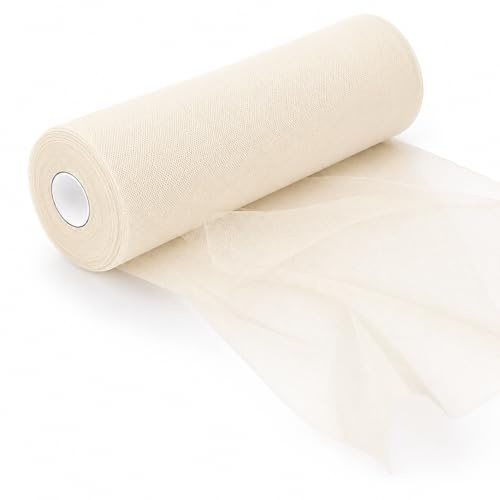 Tüllstoff Tüll Rolle Orangza 30cmx92M, Tüllband Hochzeitsdeko Textilien Fabric, Tüll Meterware Organza Stoffe für DIY Crafts Pom Handwerk Bögen Party Dekoration (Beige)