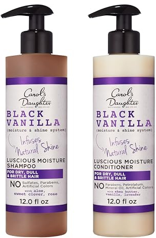Carol's Daughter Black Vanilla Sulfate Free Shampoo and Conditioner Set for Curly, Wavy or Natural Hair, Moisturizing Hair Care for Dry, Damaged Split Ends, 1 Kit