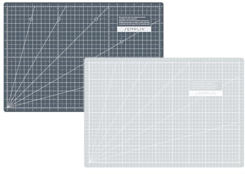 SEMPLIX Schneidematte A3 45x30 cm selbstheilend mit Inch-Skala (Hellgrau-Grau)