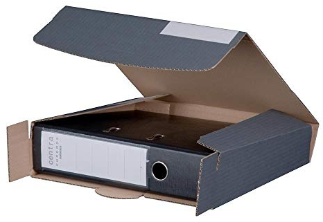 Ropipack Ordnerversandkarton Ordnerversandbox aus Wellpappe mit Steckverschluss 50-80 mm Anthrazit 320 x 288 x 50-80 mm - 20 Stück