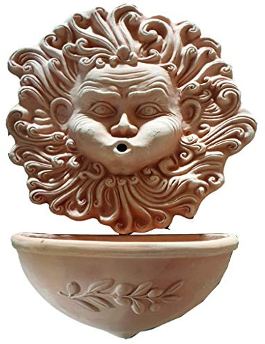 FONTANA IN TERRACOTTA FATTA A MANO (COMPOSTA DA 2 PEZZI: PANNELLO E VASCA); ALTEZZA CM. 63, LARGHEZZA CM. 40 MADE IN ITALY