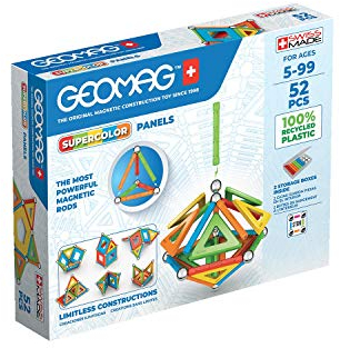 Geomag - Supercolor Magnetische Bausteine für Kinder, Magnetisches Spielzeug, Grüne Kollektion 100% Recyceltes Plastik, 5-99 Jahre, 52 Teile