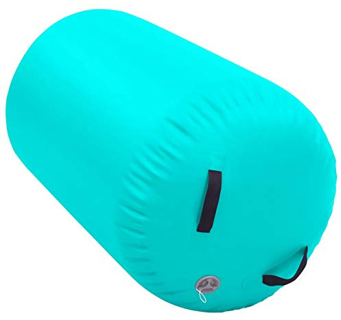 Tidyard Aufblasbare Air Roll Gymnastik-Rolle Mit Luftpumpe,Gymnastikrolle Luft-Rollen Yoga Roll Gymnastikmatte Gym Air Barrel Übung Spalte PVC 100 x 60 cm Grün