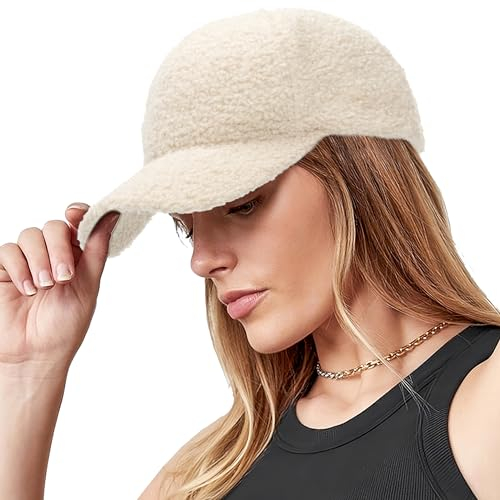 Caldi berretti invernali da baseball, in pile di agnello sintetico, per uomini e donne, Beige – Caldo pile Teddy, M