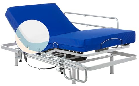 Geriafy Cama articulada con colchón Professional V3 Care 80x190 cm | Barandillas abatibles, colchón viscoelástico 15 cm, funda impermeable, efecto memoria