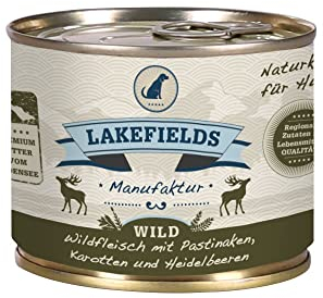 Lakefields MANUFAKTUR Nassfutter MENÜ WILD 59% Fleischanteil für Hunde, Größe:18 x 200 g
