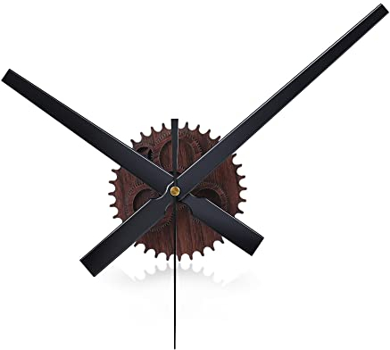 Lafocuse 3D Uhrzeiger Wanduhr Braun Vintage,Uhrwerk mit Zeiger Große,Zahnräder aus Holzmaserung,DIY Persönlich Deko Wohnzimmer Schlafzimmer Bar 42cm
