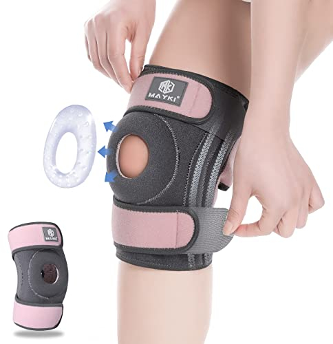 MAYKI Kniebandage Damen 1 Stück, einstellbare Kniebandage für Damen mit Patella-Gel-Polster, Atmungsaktiv Bandage Knie für Meniskus/Arthrose/Orthopädische, Knee Support for Sport/Kraftsport