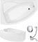 VBChome Badewanne 140x90 cm Acryl SET Schürze Siphon Wanne Ecke Eckbadewanne Weiß Design Modern Ablaufgarnitur Wanne links Schürze Ablaufgarnitur Füße