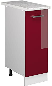 Vicco Meuble de Cuisine R-Line, Rouge Brillant, 30cm, PT Marbre