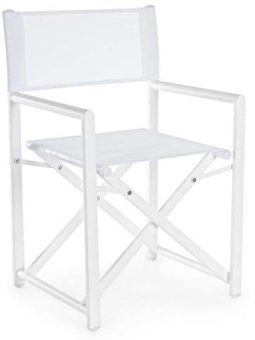 Decor Space Sedia da regista Taylor, struttura in alluminio, seduta in textilene, ideale per giardino (Bianco)
