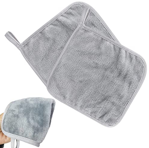 2pcs Reusable Makeup Remover Cloth Microfibre Face Cleansing Cloths Ultra Soft Washcloths,Premium Hypoallergenic Chemical Free Microfibre Makeup Remover for Gym,Spa &Travel and so on(20 * 20cm,Grey)
