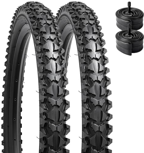 YunSCM 2-Pack 60TPI Faltbar 16 Zoll Reifen 16x2.125 Mantel 57-305 und 2er-Pack 16 Zoll Schlauch AV32mm Schrader Valve kompatibel 16x2.10 16x2.125 16x2.25 Fahrradreifen und Schlauche