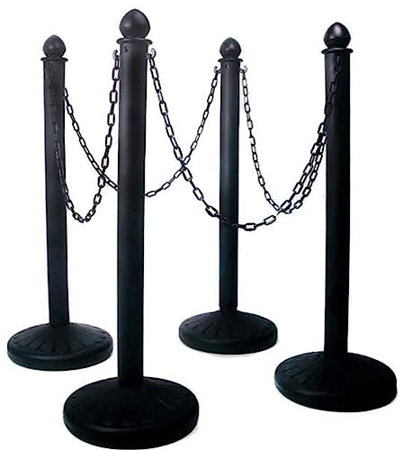 Plastik-Reitstock, Außenständer Mit Ketten PE Kunststoff Crowd Control Barriere Zur Warnung Und Kontrolle Von Menschenansammlungen In Restaurants, Supermärkten (Farbe : Schwarz, Größe : 4PCS)