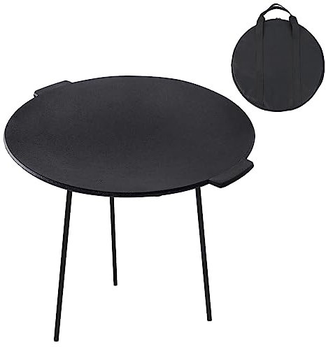 NAIZY Padella per barbecue in ghisa, diametro 45 cm, con 3 gambe, rotonda, per forno olandese, con custodia, per esterni