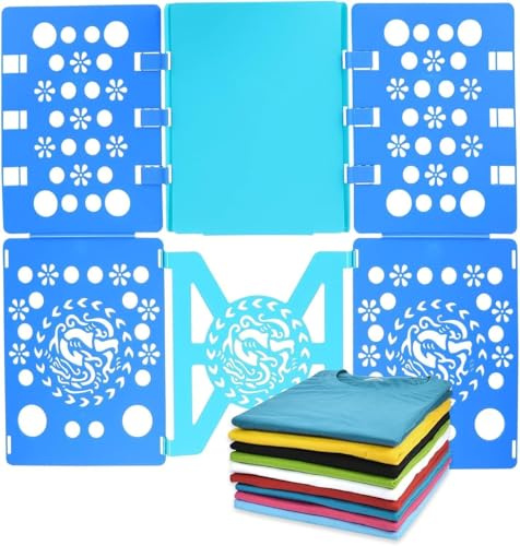 KHIRY Faltbrett Für Kleidung T Shirt Faltbrett Kinder und Erwachsen Faltbrett Falthilfe für Wäsche Kleidung Wäschefalter Wäsche Faltbrett Verstelltbar Hemdenfalter(Blau)