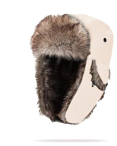 CHUYIX Unisex Warme Schneedichte Fliegermütze Kunstfellmütze 1Pcs Winter Hut Ohrenschützer Trapper Warm Fellmütze Kunstfellmütze Fliegermütze Trappermütze Plüschfutter Outdoor Radfahren Skifahren