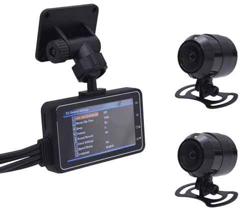 KAOLALI Telecamera Moto da 3 Schermo con WiFi GPS, 120° Impermeabile Moto Dash Cam Doppio 1080P Telecamera per Moto Anteriore e Posteriore Con Registrazione in loop, Visione Notturna, Sensore-G, EIS