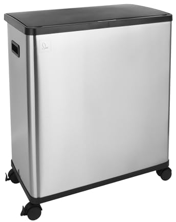SVITA SR2X30 Poubelle à capteur, système de tri sélectif, à 2 compartiments, en acier inoxydable, autoportant, automatique, avec seau intérieur à roulettes, argenté 60 l