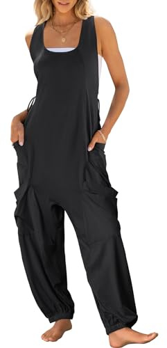 ANRABESS Women's Jumpsuits Summer Scoop Neck Sleeveless Loose Fit Overalls