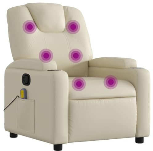 vidaXL Massagefåtölj krämfärgad konstläder