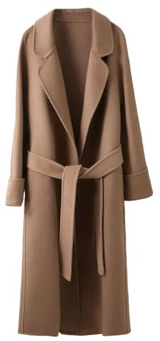 Cappotti di lana con cintura Cappotto in cashmere di lana, Marrone, M