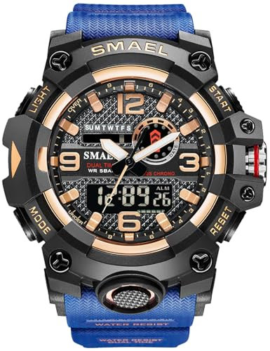SMAALEB Orologio Uomo Offerta - Orologi Sportivi Uomo Impermeabili Militari, Design Robusto e Moderno, Multifunzione, Ideale per Allenamenti Intensi e Avventure Estreme,Rose Gold