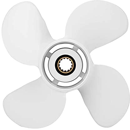 SAWILI Außenbordzubehör 10 5/8x12 RH Propeller 4 Blätter Aluminiumlegierung, for Yamaha, 25-60 PS Außenbord 3-1/2 Zoll Getriebegehäuse Schiffspropellerblätter